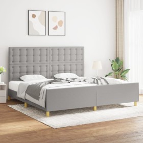 Estructura de cama con cabecero de tela gris claro 200x200 cm de , Camas y somieres - Ref: Foro24-3125405, Precio: 248,59 €, ...