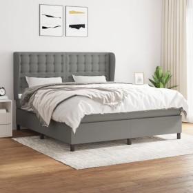 Cama box spring con colchón tela gris oscuro 160x200 cm de , Camas y somieres - Ref: Foro24-3128294, Precio: 630,76 €, Descue...