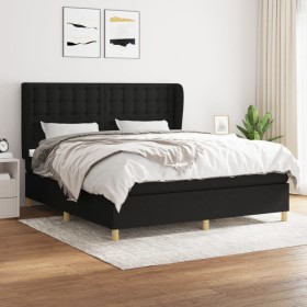 Cama box spring con colchón tela negro 160x200 cm de , Camas y somieres - Ref: Foro24-3128855, Precio: 658,65 €, Descuento: %
