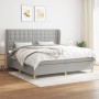 Cama box spring con colchón tela gris claro 200x200 cm de , Camas y somieres - Ref: Foro24-3128869, Precio: 658,42 €, Descuen...