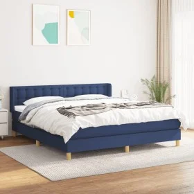 Box spring bed with blue fabric mattress 160x200 cm by , Beds and slatted bases - Ref: Foro24-3130607, Price: 507,01 €, Disco...