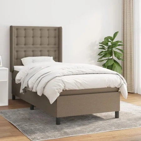 Box spring bed with taupe gray fabric mattress 90x200 cm by , Beds and slatted bases - Ref: Foro24-3131725, Price: 395,37 €, ...