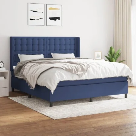 Boxspringbett mit blauer Stoffmatratze 160x200 cm von , Betten und Lattenroste - Ref: Foro24-3131767, Preis: 560,36 €, Rabatt: %