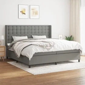 Cama box spring con colchón tela gris oscuro 200x200 cm de , Camas y somieres - Ref: Foro24-3131778, Precio: 678,98 €, Descue...
