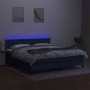 Cama box spring colchón y luces LED tela azul 160x200 cm de , Camas y somieres - Ref: Foro24-3133491, Precio: 497,29 €, Descu...