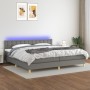 Cama box spring con colchón y LED tela gris oscuro 200x200 cm de , Camas y somieres - Ref: Foro24-3134062, Precio: 575,66 €, ...