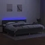Box spring bed with mattress and LED dark gray fabric 200x200 cm by , Beds and slatted bases - Ref: Foro24-3134062, Price: 57...