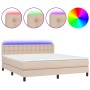 Cama box spring colchón LED cuero sintético capuchino 180x200cm de , Camas y somieres - Ref: Foro24-3134242, Precio: 546,48 €...