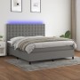 Cama box spring colchón y luces LED tela gris oscuro 160x200 cm de , Camas y somieres - Ref: Foro24-3135206, Precio: 613,64 €...