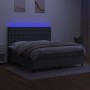 Cama box spring colchón y luces LED tela gris oscuro 160x200 cm de , Camas y somieres - Ref: Foro24-3135206, Precio: 613,64 €...