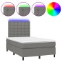 Cama box spring con colchón y LED tela gris oscuro 120x200 cm de , Camas y somieres - Ref: Foro24-3135182, Precio: 440,46 €, ...