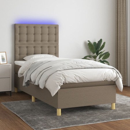 Cama box spring colchón y luces LED tela gris taupe 90x200 cm de , Camas y somieres - Ref: Foro24-3135729, Precio: 389,24 €, ...