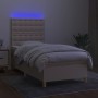 Cama box spring colchón y luces LED tela color crema 90x190 cm de , Camas y somieres - Ref: Foro24-3135722, Precio: 357,77 €,...