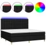 Box spring bed mattress and LED lights black fabric 200x200 cm by , Beds and slatted bases - Ref: Foro24-3135783, Price: 687,...