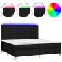 Cama box spring colchón y luces LED tela negro 200x200 cm de , Camas y somieres - Ref: Foro24-3135783, Precio: 686,68 €, Desc...