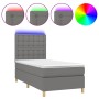 Cama box spring colchón y luces LED tela gris oscuro 100x200 cm de , Camas y somieres - Ref: Foro24-3135734, Precio: 374,77 €...