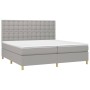Cama box spring con colchón tela y LED gris claro 200x200 cm de , Camas y somieres - Ref: Foro24-3135781, Precio: 645,70 €, D...