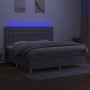 Cama box spring con colchón tela y LED gris claro 200x200 cm de , Camas y somieres - Ref: Foro24-3135781, Precio: 645,70 €, D...