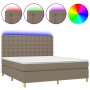 Cama box spring colchón y luces LED tela gris taupe 160x200 cm de , Camas y somieres - Ref: Foro24-3135769, Precio: 617,05 €,...