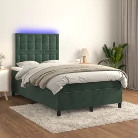 Box spring mattress and LED dark green velvet bed 120x200cm by , Beds and slatted bases - Ref: Foro24-3136356, Price: 451,85 ...