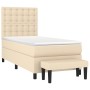 Cama box spring con colchón tela color crema 90x200 cm de , Camas y somieres - Ref: Foro24-3136890, Precio: 366,13 €, Descuen...