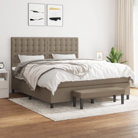 Cama box spring con colchón tela gris taupe 160x200 cm de , Camas y somieres - Ref: Foro24-3136929, Precio: 638,94 €, Descuen...