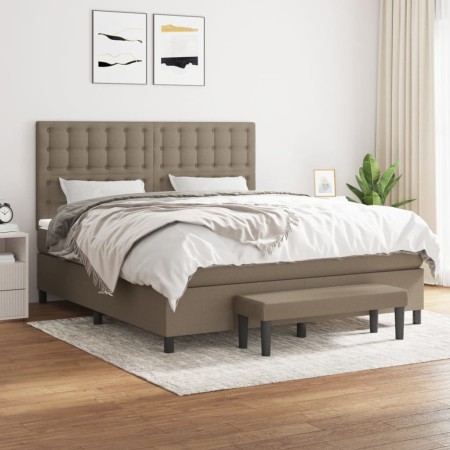 Cama box spring con colchón tela gris taupe 160x200 cm de , Camas y somieres - Ref: Foro24-3136929, Precio: 638,94 €, Descuen...