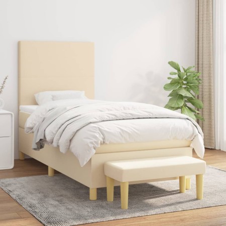 Cama box spring con colchón tela color crema 90x190 cm de , Camas y somieres - Ref: Foro24-3136962, Precio: 375,73 €, Descuen...
