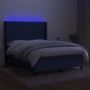 Cama box spring colchón y luces LED tela azul 140x190 cm de , Camas y somieres - Ref: Foro24-3138235, Precio: 496,05 €, Descu...