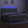 Cama box spring con colchón tela y LED gris claro 200x200 cm de , Camas y somieres - Ref: Foro24-3138661, Precio: 717,35 €, D...