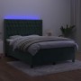 Cama box spring colchón y LED terciopelo verde oscuro 140x200cm de , Camas y somieres - Ref: Foro24-3139748, Precio: 547,83 €...