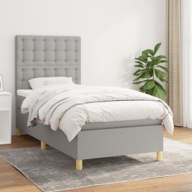 Cama box spring con colchón tela gris claro 80x200 cm de , Camas y somieres - Ref: Foro24-3142609, Precio: 317,49 €, Descuent...
