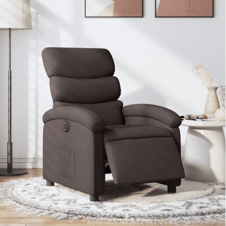Sillón reclinable eléctrico tela marrón oscuro en Sillones | Comprar online en Foru.es