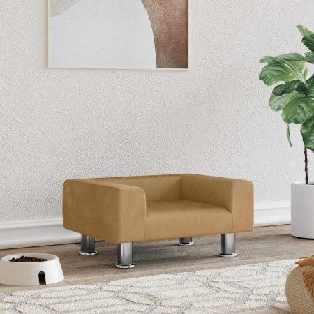 Cama para perros de terciopelo marrón 50x40x26,5 cm en Camas para perros | Comprar online en Foru.es