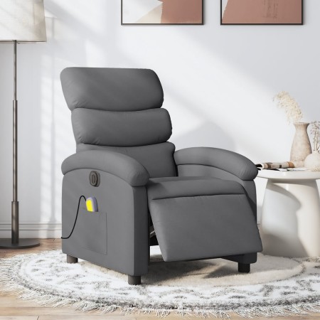 Sillón reclinable de masaje eléctrico tela gris oscuro en Sillones | Comprar online en Foru.es