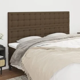 Cabeceros 4 unidades de tela marrón oscuro 100x5x78/88 cm de , Cabeceros y pies de cama - Ref: Foro24-3116791, Precio: 142,24...