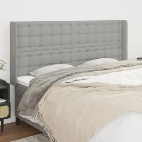 Cabecero con orejas de tela gris claro 163x16x118/128 cm de , Cabeceros y pies de cama - Ref: Foro24-3120020, Precio: 130,64 ...