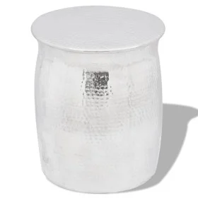 Taburete/mesita de centro de aluminio martillado plateado de vidaXL, Mesas auxiliares - Ref: Foro24-242324, Precio: 83,43 €, ...