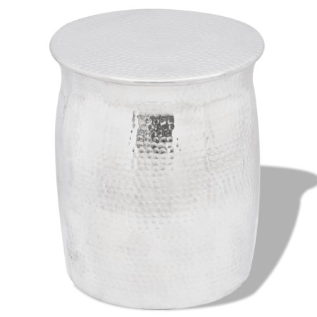 Taburete/mesita de centro de aluminio martillado plateado de vidaXL, Mesas auxiliares - Ref: Foro24-242324, Precio: 84,69 €, ...