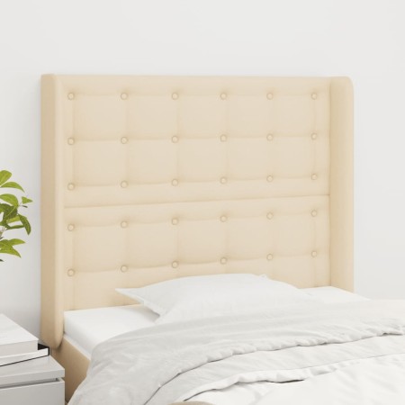Cabecero con orejas de tela color crema 83x16x118/128 cm de , Cabeceros y pies de cama - Ref: Foro24-3119993, Precio: 79,00 €...