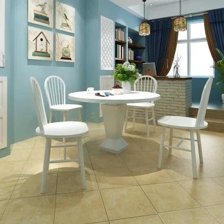 Sillas de comedor 4 unidades madera maciza de caucho blanco de vidaXL, Sillas de comedor - Ref: Foro24-242027, Precio: 262,95...