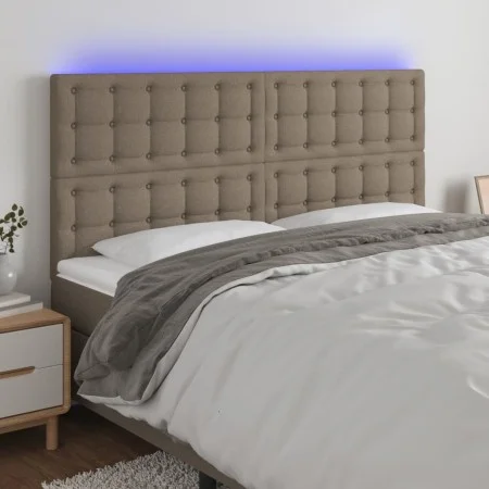 Kopfteil mit LED-Leuchten, taupegrauer Stoff, 200 x 5 x 118/128 cm von , Kopf- und Fußteile - Ref: Foro24-3122884, Preis: 147...