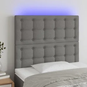 Cabecero con luces LED tela gris oscuro 80x5x118/128 cm de , Cabeceros y pies de cama - Ref: Foro24-3122833, Precio: 101,05 €...