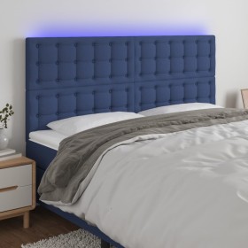 Cabecero con luces LED tela azul 200x5x118/128 cm de , Cabeceros y pies de cama - Ref: Foro24-3122886, Precio: 126,97 €, Desc...