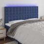 Cabecero con luces LED tela azul 200x5x118/128 cm de , Cabeceros y pies de cama - Ref: Foro24-3122886, Precio: 126,97 €, Desc...