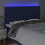 Cabecero con luces LED tela azul 200x5x118/128 cm de , Cabeceros y pies de cama - Ref: Foro24-3122886, Precio: 126,97 €, Desc...