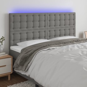 Cabecero con luces LED tela gris oscuro 160x5x118/128 cm de , Cabeceros y pies de cama - Ref: Foro24-3122865, Precio: 172,29 ...