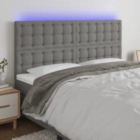 Cabecero con luces LED tela gris oscuro 160x5x118/128 cm de , Cabeceros y pies de cama - Ref: Foro24-3122865, Precio: 167,90 ...