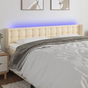 Cabecero con LED de tela crema 163x16x78/88 cm de , Cabeceros y pies de cama - Ref: Foro24-3123681, Precio: 78,47 €, Descuent...