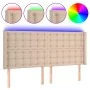 Headboard with LED cappuccino synthetic leather 183x16x118/128cm by , Headboards and footboards - Ref: Foro24-3124155, Price:...